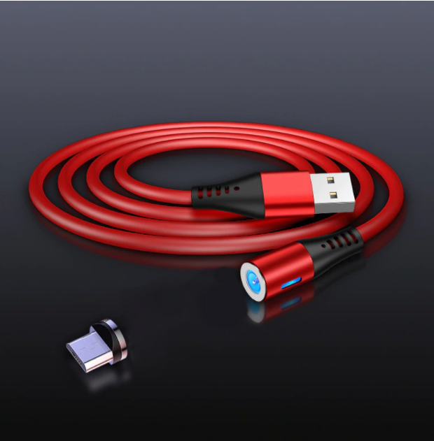 Purple Magnetic Fast Charging Cable - Liquid Silicone 1 Meter- LED Fast Charging Cable