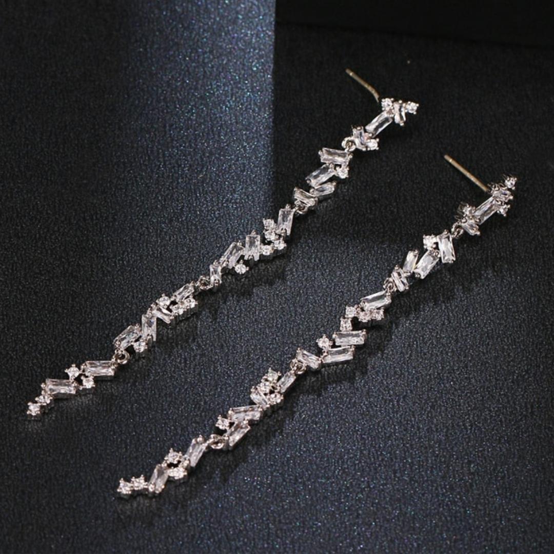 Irregular Elongated Zircon Earrings