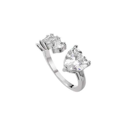 Heart Trail Zircon Ring (Adjustable)