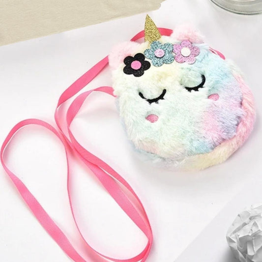 Round Plush Mini Unicorn Crossbody Bag