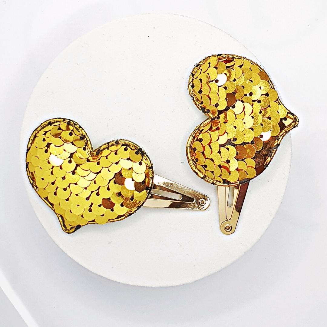 Gold Heart Sequin Clip