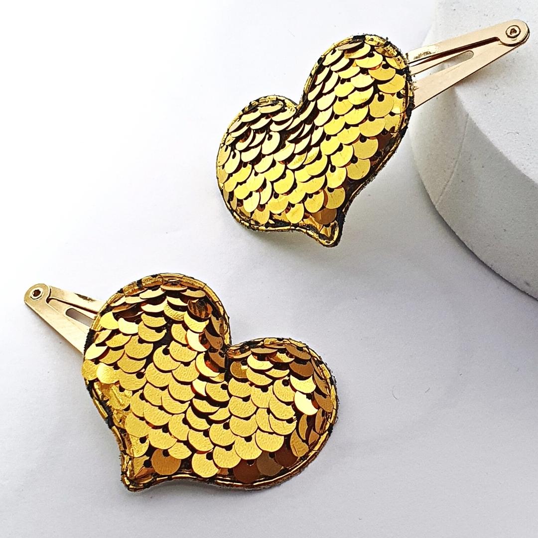 Gold Heart Sequin Clip