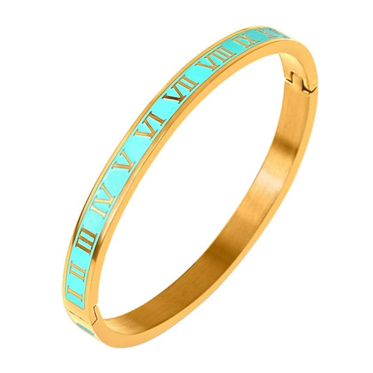 Turquoise Green Roman Numeral Bangle