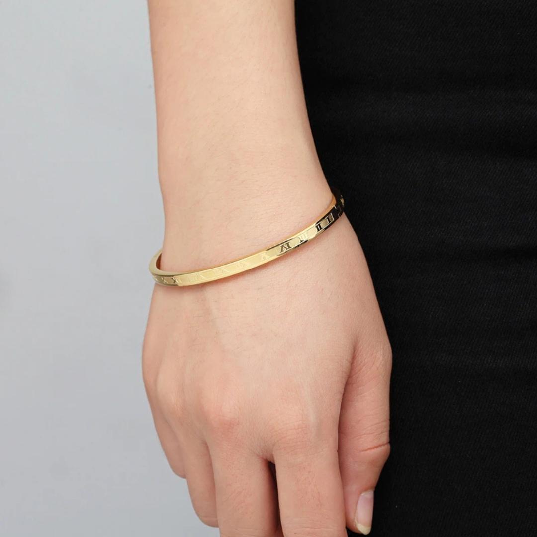 Gold Roman Numeral Bangle