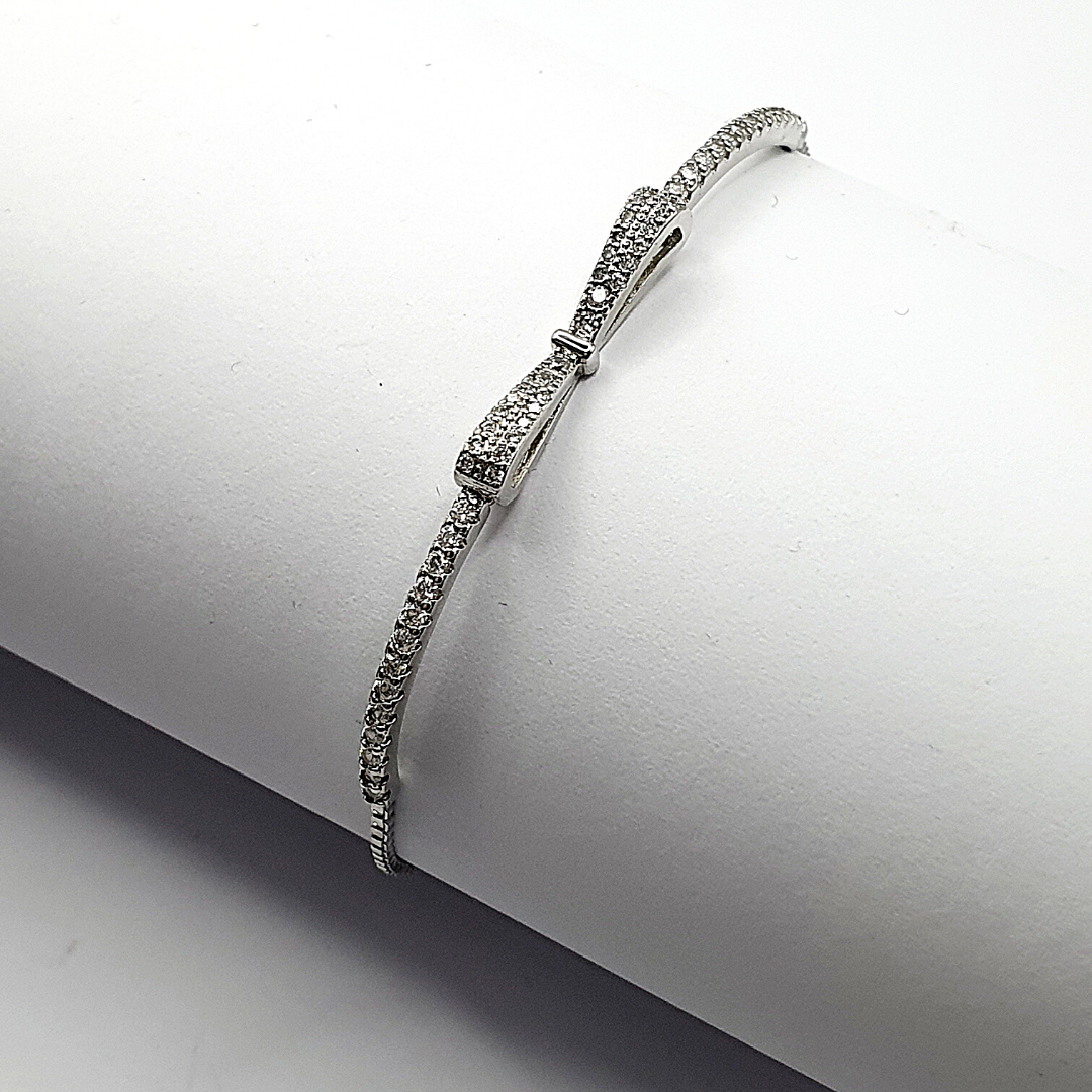 Silver Bow Zircon Bracelet