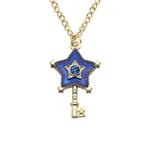 Blue Star Key Pendant with Chain