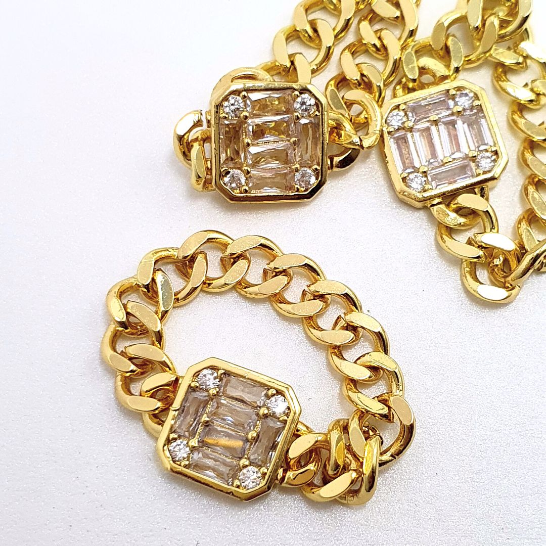 Square Crystal Chain Ring