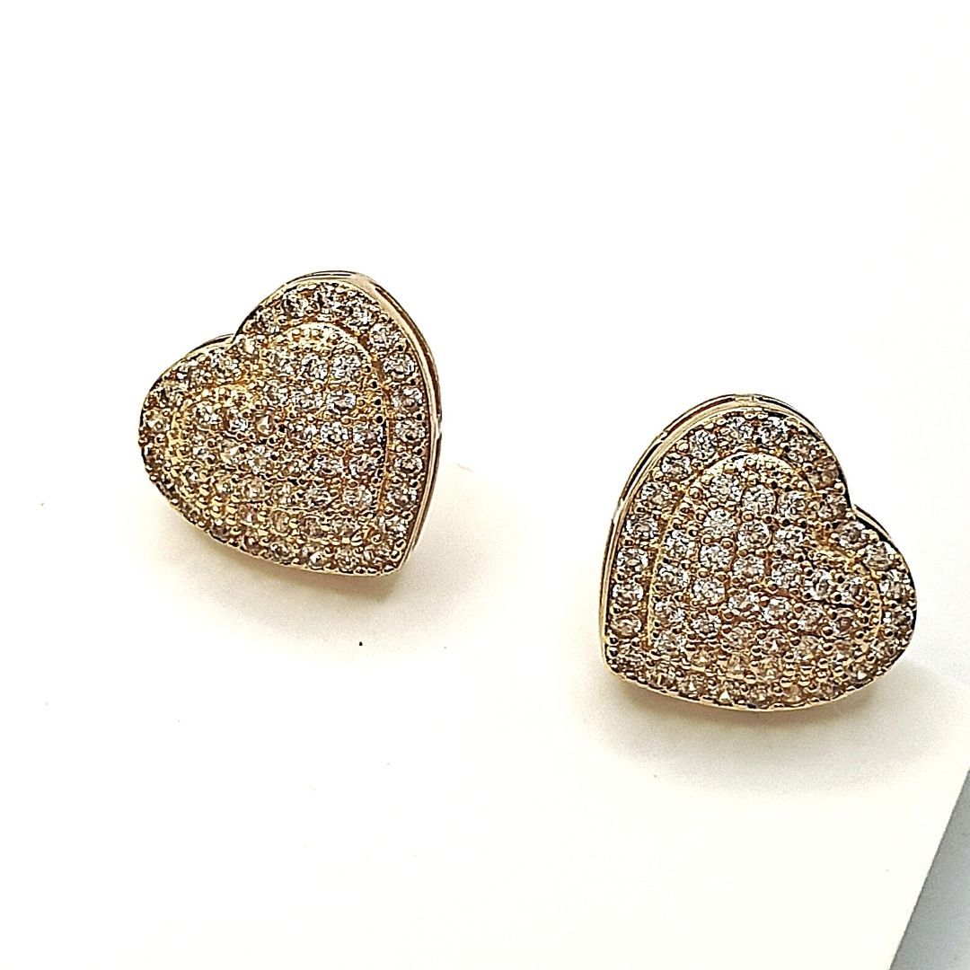 Heart Zircon Golden Studs