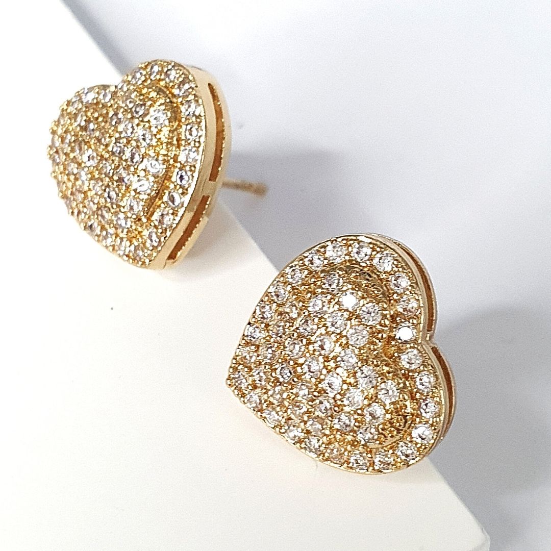 Heart Zircon Golden Studs