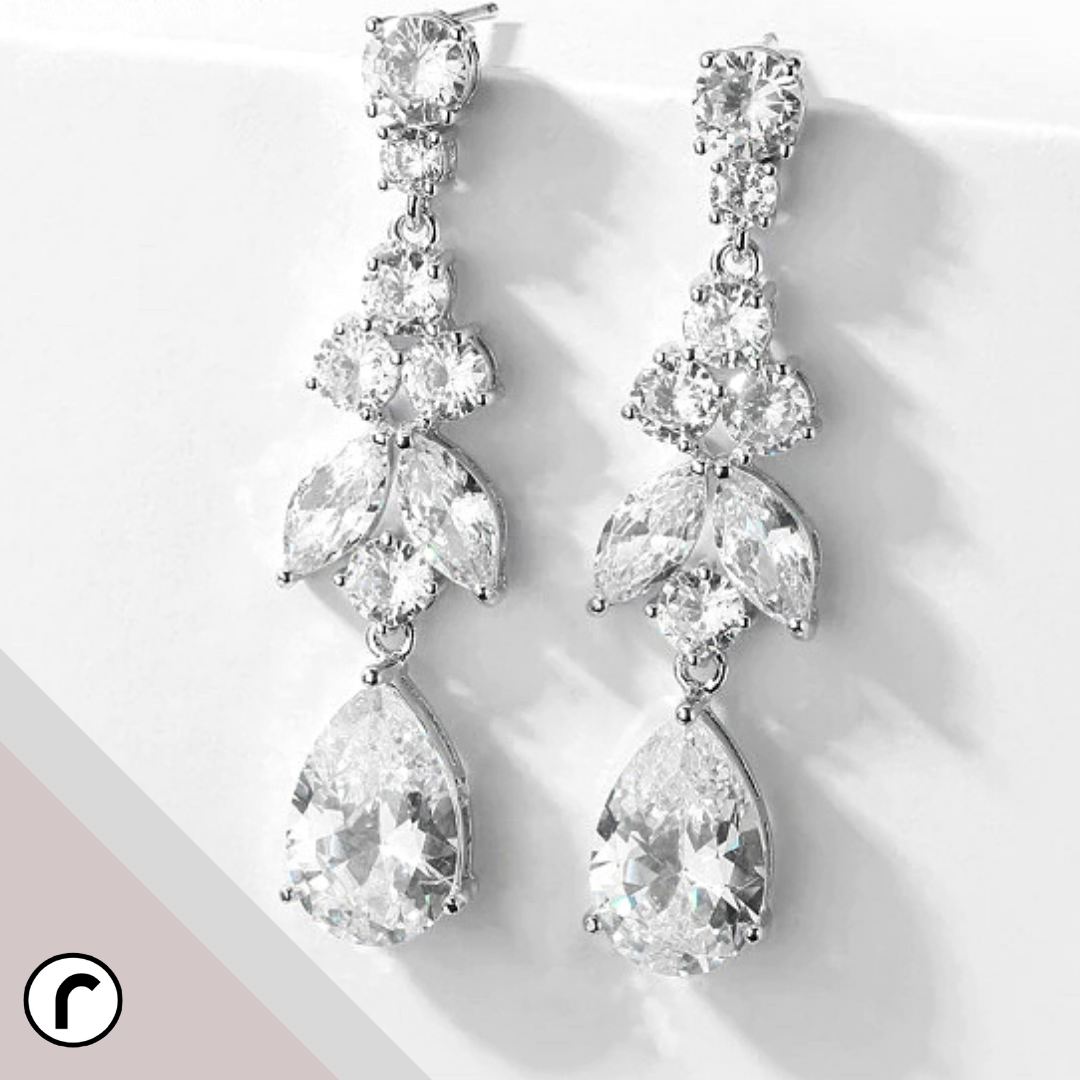 Long Drop Zircon Earrings