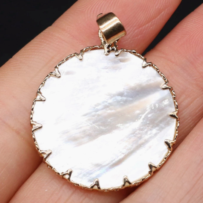 Handcrafted Natural Shell Pendant (Chain Included)