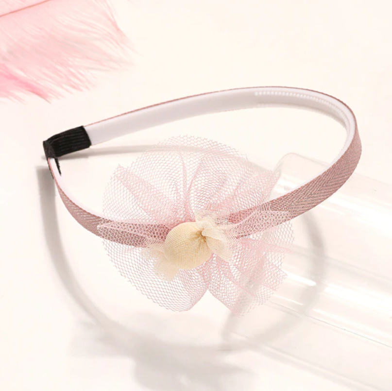 Pink Net Flower Headband